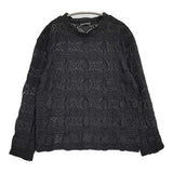 mizuiro-ind シアーパターンニッティングクルーネックロングTシャツ 定価10780円 24AW ブラック レディース ミズイロインド【中古】5-0908M♪
