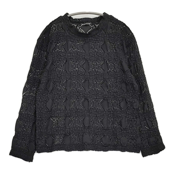 mizuiro-ind シアーパターンニッティングクルーネックロングTシャツ 定価10780円 24AW ブラック レディース ミズイロインド【中古】5-0908M♪