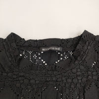 mizuiro-ind シアーパターンニッティングクルーネックロングTシャツ 定価10780円 24AW ブラック レディース ミズイロインド【中古】5-0908M♪