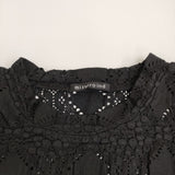 mizuiro-ind シアーパターンニッティングクルーネックロングTシャツ 定価10780円 24AW ブラック レディース ミズイロインド【中古】5-0908M♪