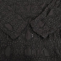 mizuiro-ind シアーパターンニッティングクルーネックロングTシャツ 定価10780円 24AW ブラック レディース ミズイロインド【中古】5-0908M♪