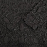 mizuiro-ind シアーパターンニッティングクルーネックロングTシャツ 定価10780円 24AW ブラック レディース ミズイロインド【中古】5-0908M♪