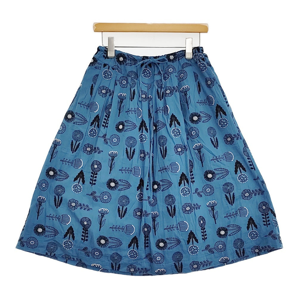 marble sud 花刺繍 フラワー ギャザー スカート ブルー ブラック
