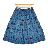 marble sud 花刺繍 フラワー ギャザー スカート ブルー ブラック レディース マーブルシュッド【中古】5-1103M♪