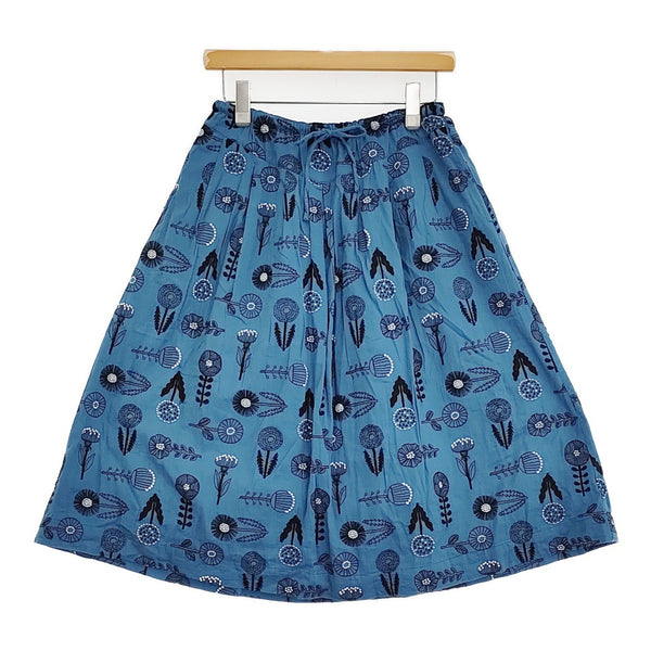 marble sud 花刺繍 フラワー ギャザー スカート ブルー ブラック レディース マーブルシュッド【中古】5-1103M♪