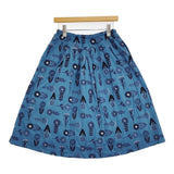 marble sud 花刺繍 フラワー ギャザー スカート ブルー ブラック レディース マーブルシュッド【中古】5-1103M♪