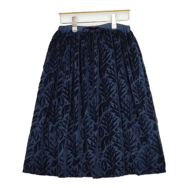 marble sud キツネ 森 トロイメライ ベロアジャガード スカート ネイビー レディース マーブルシュッド【中古】5-1020T∞