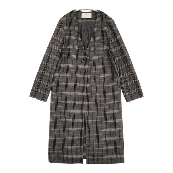 Ciaopanic CP15P0085040100 チェック ノーカラー コート グレー ブラック レディース チャオパニック【中古】5-1018T♪