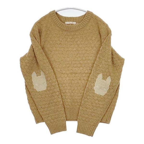 didizizi 犬のエルボーパッチ ウールナイロン セーター ニット ベージュ系 レディース ディディジジ【中古】5-1020T∞