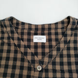 URBAN RESEARCH DOORS ダークギンガムチェックフレアブラウス 定価8250円 21AW ブラウン ブラック レディース アーバンリサーチドアーズ【中古】5-1103M♪