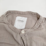 ARMEN バンドカラー ロングシャツ ガーゼ サイズ2 インド製 チュニック 長袖シャツ グレージュ レディース アーメン【中古】5-1103M♪