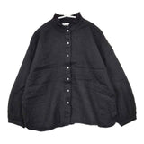 soil インド製 ウールリネン フリルカラー ブラウス シャツ ブラック レディース ソイル【中古】5-1020T∞
