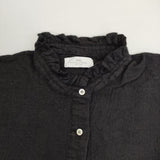 soil インド製 ウールリネン フリルカラー ブラウス シャツ ブラック レディース ソイル【中古】5-1020T∞