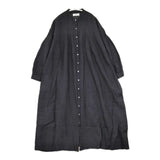 soil インド製 バンドカラー ウールリネン タック ワンピース ブラック レディース ソイル【中古】5-1020T∞