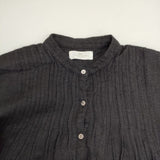 soil インド製 バンドカラー ウールリネン タック ワンピース ブラック レディース ソイル【中古】5-1020T∞