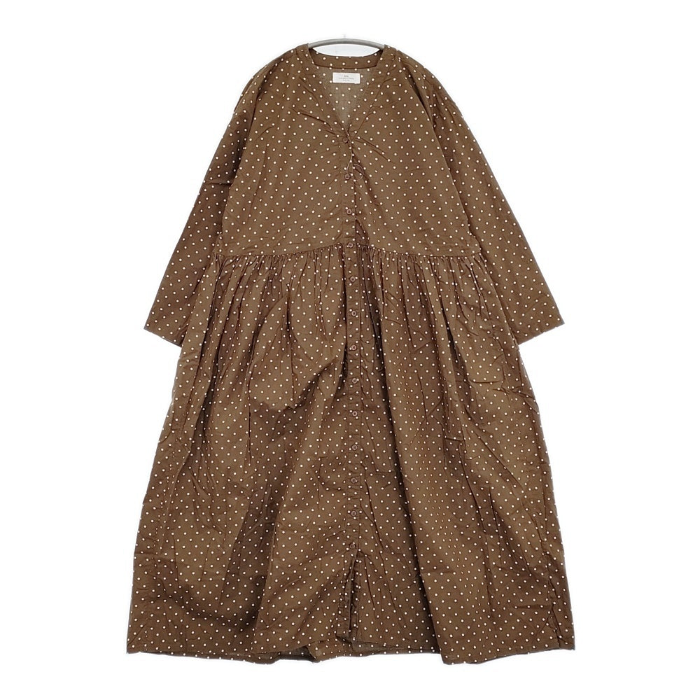 ひかるん　Aワンピ ブラウンS SHIPS Colors:〈手洗い可能〉配色 ギャザー ロングスリーブ ワンピース