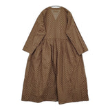 soil ドットプリント ギャザー Vネックシャツワンピ サイズ2 ワンピース ブラウン ホワイト レディース ソイル【中古】5-1103M♪