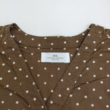 soil ドットプリント ギャザー Vネックシャツワンピ サイズ2 ワンピース ブラウン ホワイト レディース ソイル【中古】5-1103M♪