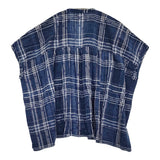 soil チェック/フラワープリント Vネックギャザースモック 定価14300円 ブラウス シャツ 24SS ブルー ホワイト レディース ソイル【中古】5-0908S♪