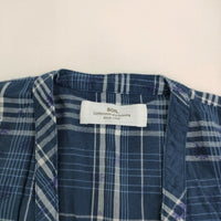 soil チェック/フラワープリント Vネックギャザースモック 定価14300円 ブラウス シャツ 24SS ブルー ホワイト レディース ソイル【中古】5-0908S♪