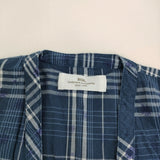 soil チェック/フラワープリント Vネックギャザースモック 定価14300円 ブラウス シャツ 24SS ブルー ホワイト レディース ソイル【中古】5-0908S♪