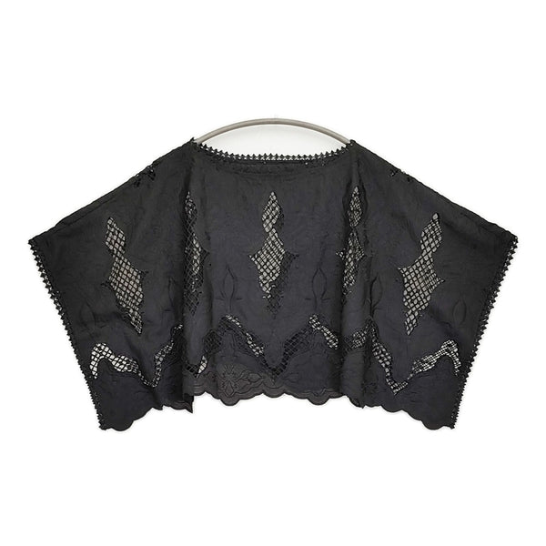 Diagram GRACE CONTINENTAL 刺繍ポンチョトップ 定価31900円 25SS ブラック レディース ダイアグラム グレースコンチネンタル【中古】5-0916M♪