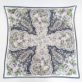 GRACE CONTINENTAL フラワーペイズリースカーフ シルク100％ 定価19800円 25SS ネイビー レディース グレースコンチネンタル【中古】5-0916G♪