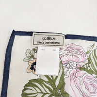 GRACE CONTINENTAL フラワーペイズリースカーフ シルク100％ 定価19800円 25SS ネイビー レディース グレースコンチネンタル【中古】5-0916G♪