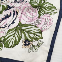 GRACE CONTINENTAL フラワーペイズリースカーフ シルク100％ 定価19800円 25SS ネイビー レディース グレースコンチネンタル【中古】5-0916G♪
