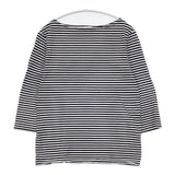 SUNSPEL イギリス製 ボーダー コットン サイズ10 七分袖 Ｔシャツ カットソー ネイビー ホワイト レディース サンスペル【中古】6-0226M∞