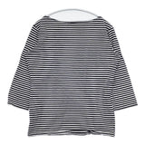 SUNSPEL イギリス製 ボーダー コットン サイズ10 七分袖 Ｔシャツ カットソー ネイビー ホワイト レディース サンスペル【中古】6-0226M∞