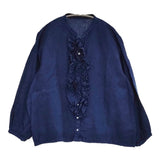 Blue in Green インディゴ染めリネン 高城染工 フリル ブラウス シャツ ネイビー レディース ブルーイングリーン【中古】5-0908M♪