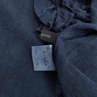 Blue in Green インディゴ染めリネン 高城染工 フリル ブラウス シャツ ネイビー レディース ブルーイングリーン【中古】5-0908M♪