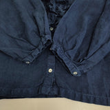 Blue in Green インディゴ染めリネン 高城染工 フリル ブラウス シャツ ネイビー レディース ブルーイングリーン【中古】5-0908M♪