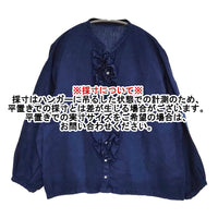 Blue in Green インディゴ染めリネン 高城染工 フリル ブラウス シャツ ネイビー レディース ブルーイングリーン【中古】5-0908M♪