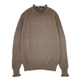 tumugu ランダムリブニットフリルハイネック コットン セーター ニット グレージュ レディース ツムグ【中古】5-1013T∞