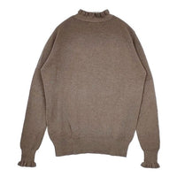 tumugu ランダムリブニットフリルハイネック コットン セーター ニット グレージュ レディース ツムグ【中古】5-1013T∞