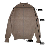 tumugu ランダムリブニットフリルハイネック コットン セーター ニット グレージュ レディース ツムグ【中古】5-1013T∞
