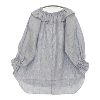 cloth&cross Hug O War フレンチリネンフレアーギャザーブラウス 22SS ブルー ホワイト レディース クロス＆クロス ハグオーワー【中古】5-0908M♪