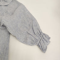 cloth&cross Hug O War フレンチリネンフレアーギャザーブラウス 22SS ブルー ホワイト レディース クロス＆クロス ハグオーワー【中古】5-0908M♪