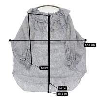 cloth&cross Hug O War フレンチリネンフレアーギャザーブラウス 22SS ブルー ホワイト レディース クロス＆クロス ハグオーワー【中古】5-0908M♪