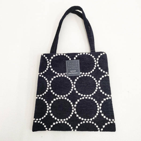 mina perhonen sa9186 tambourine ミニバッグ トートバッグ ネイビー ホワイト レディース ミナペルホネン【中古】5-1027T◎