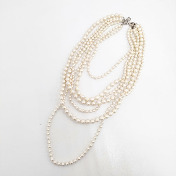 petite robe noire コットンパール 6連 ネックレス アクセサリー ネックレス ベージュ レディース プティローブノアー【中古】5-1108G◎