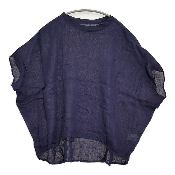 gungendo もみほぐし麻無地 プルオーバー 朝顔 あさがお 定価31900円 25202002 カットソー 25SS ネイビー レディース 群言堂【中古】5-0908S♪