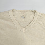 45R/45rpm 天竺 Vネック 半袖Ｔシャツ カットソー ベージュ レディース フォーティーファイブアールピーエム【中古】6-0426S∞