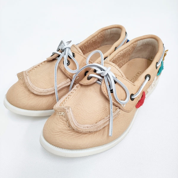 KAPITAL デッキシューズ フリンジ サイズ0 レザー Vibramソール デッキシューズ ベージュ レディース キャピタル【中古】5-0916G♪