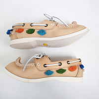 KAPITAL デッキシューズ フリンジ サイズ0 レザー Vibramソール デッキシューズ ベージュ レディース キャピタル【中古】5-0916G♪
