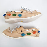 KAPITAL デッキシューズ フリンジ サイズ0 レザー Vibramソール デッキシューズ ベージュ レディース キャピタル【中古】5-0916G♪