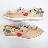 KAPITAL デッキシューズ フリンジ サイズ0 レザー Vibramソール デッキシューズ ベージュ レディース キャピタル【中古】5-0916G♪