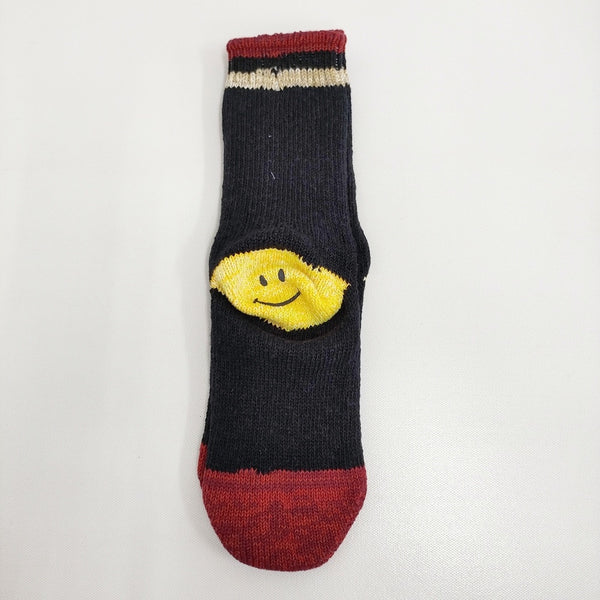 KAPITAL 新品未使用 コットンヘンプ スマイル HAPPY HEEL ソックス 靴下 ブラック レディース キャピタル【中古】5-0916G♪